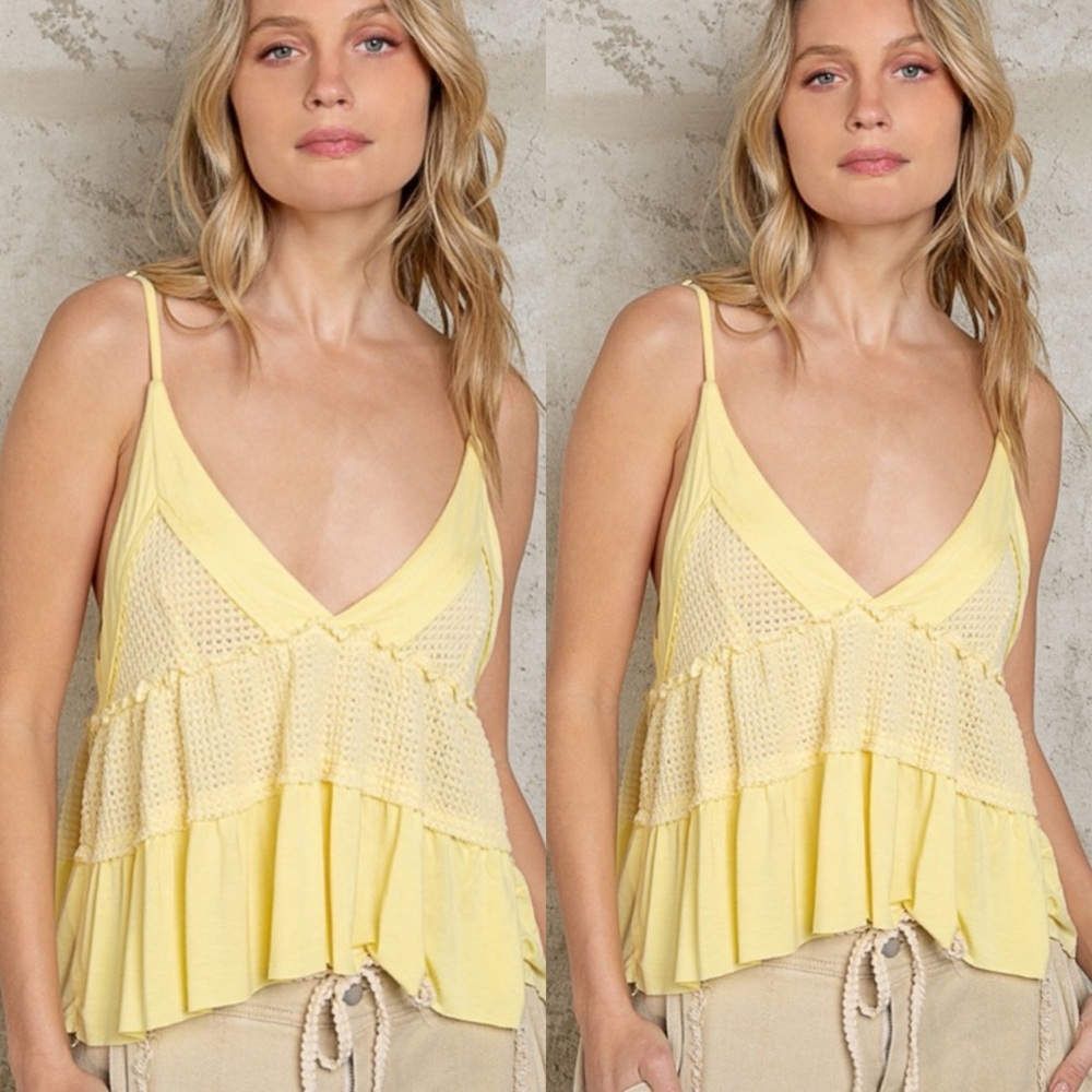 POL Yellow Ruffle Hem Sleeveless Top - Picture 5 of 5